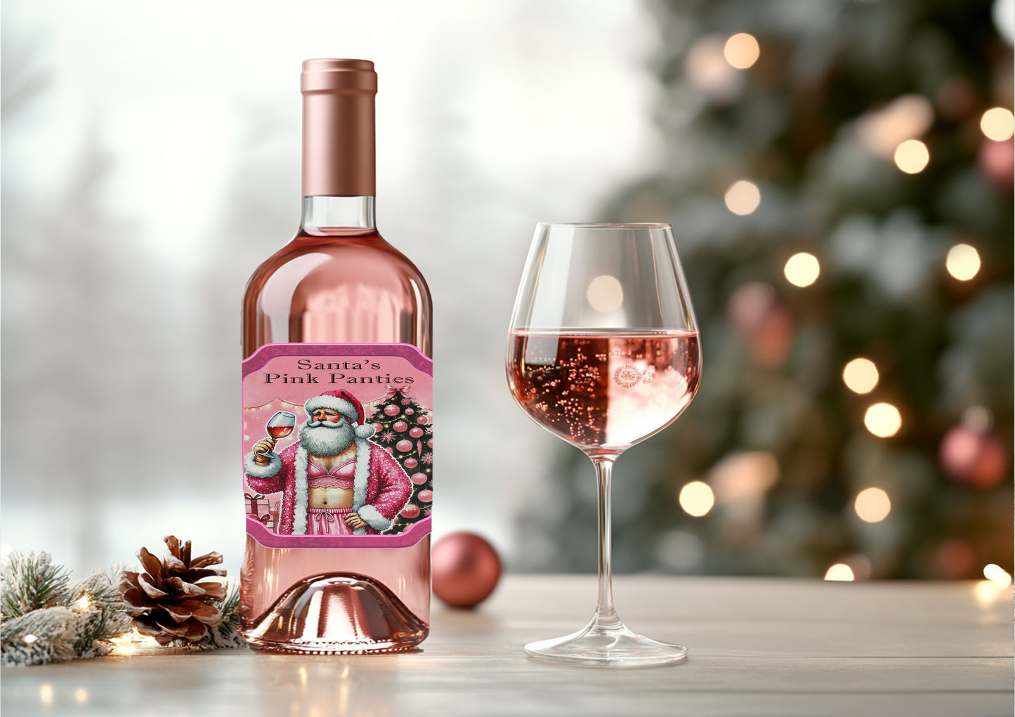 Pack of 4 Rude Christmas Wine Labels